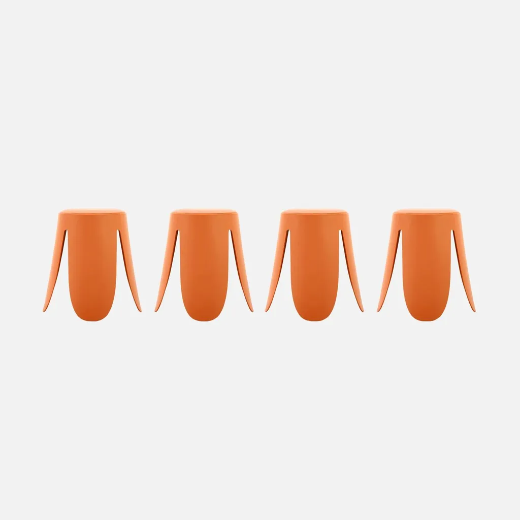 Set di 4 sgabelli impilabili ecopelle, Arancione