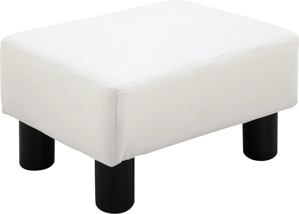 Sgabello Poggiapiedi Bianco Fortuna Lai - Design Chesterfield Compatto