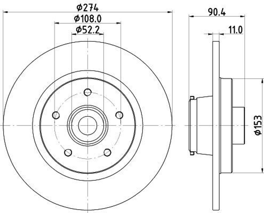 HELLA 8DD 355 133-851 - OE 4154200102 Bremsscheibe für Citan (W415), Kangoo (KW), Kangoo (FW)