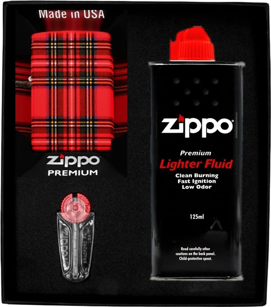 ZIPPO Feuerzeug-Set RED PLAID DESIGN Geschenk No1