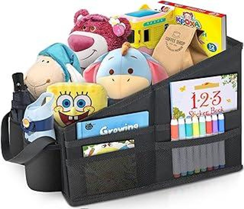 Autositz Organizer Auto Kinder Rücksitz Zubehör Innenraum Frauen Beifahrersitz Organizer für Spielzeug Bücher Snacks mit Getränkehalter Gurtbe...
