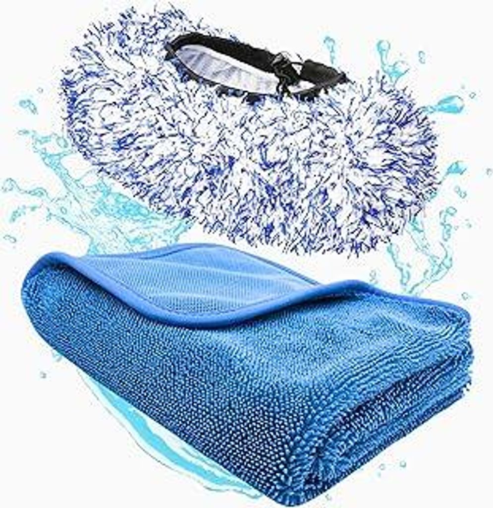 CARMODOSB-BOB Premium SB Waschbürstenüberzug + CARMODO Premium Trockentuch 70x50cm | Mikrofaser Autoschwamm Trockentuch Brush Cover