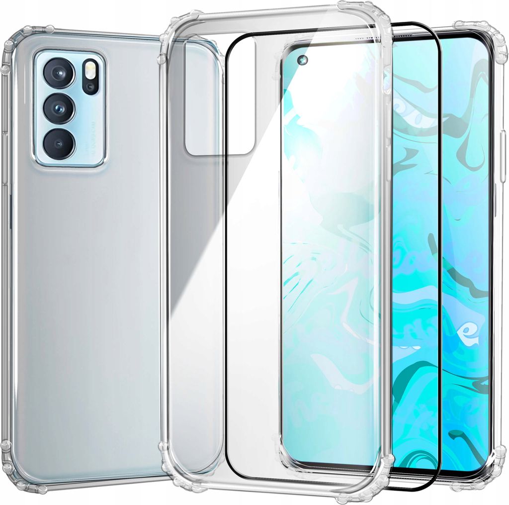 Schutzhülle Klar für OPPO RENO 6 PRO 5G hülle hüllen Transparent Slim Cover Clear Case Durchsichtig Bumper + Schutzfolie Glas