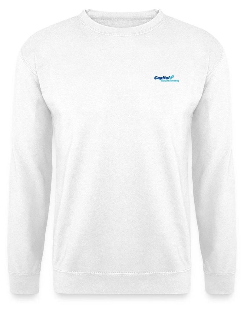 Spreadshirt Stromberg Gesticktes Logo Der Capitol Versicherung Uni Pullover, XL, Weiß