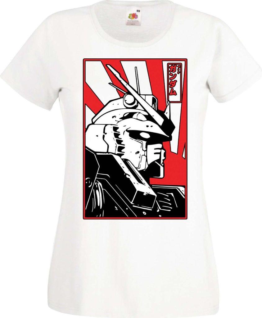 Damen T-Shirt Manga Anime Mobile Suit Gundam 02 Mobile Suit Gundam, Lady XL / Weiß