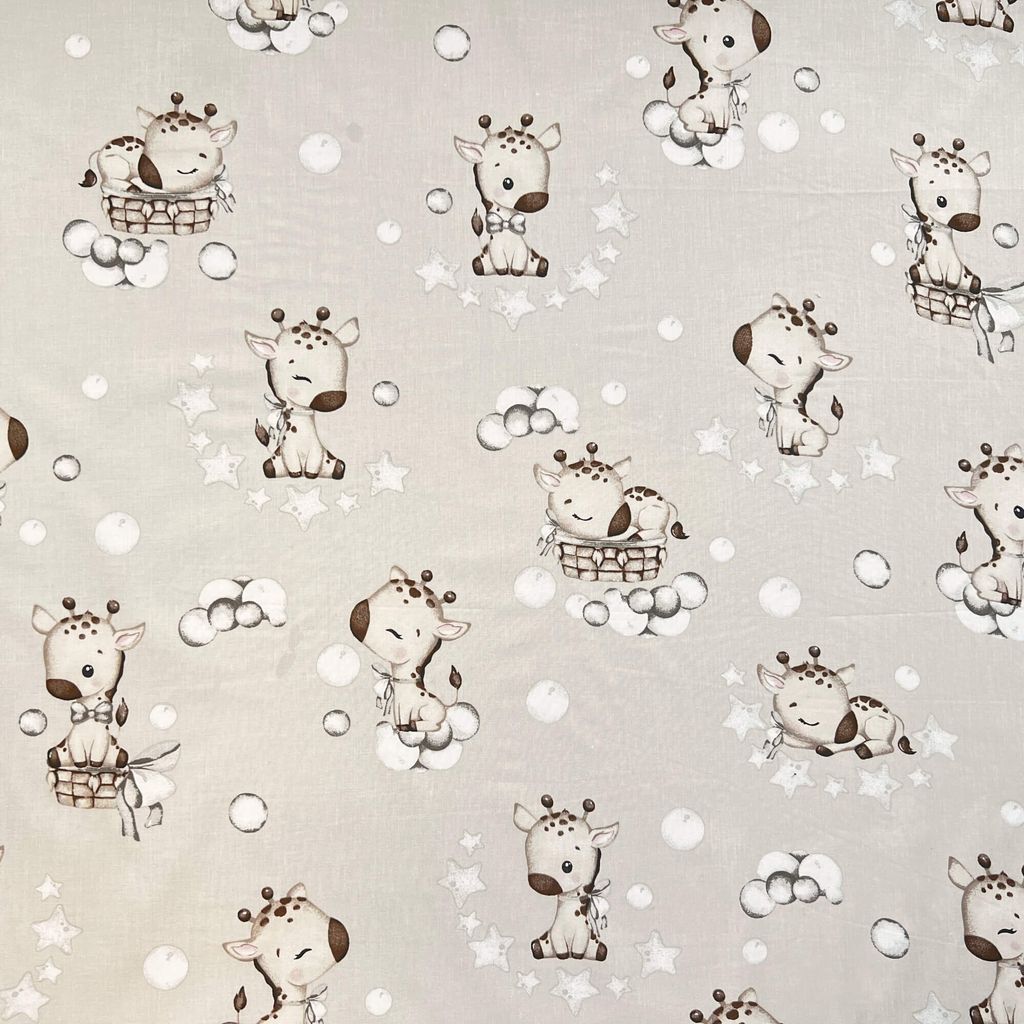 Baumwolle 100% Baby-Giraffen beige auf beigem Hintergrund