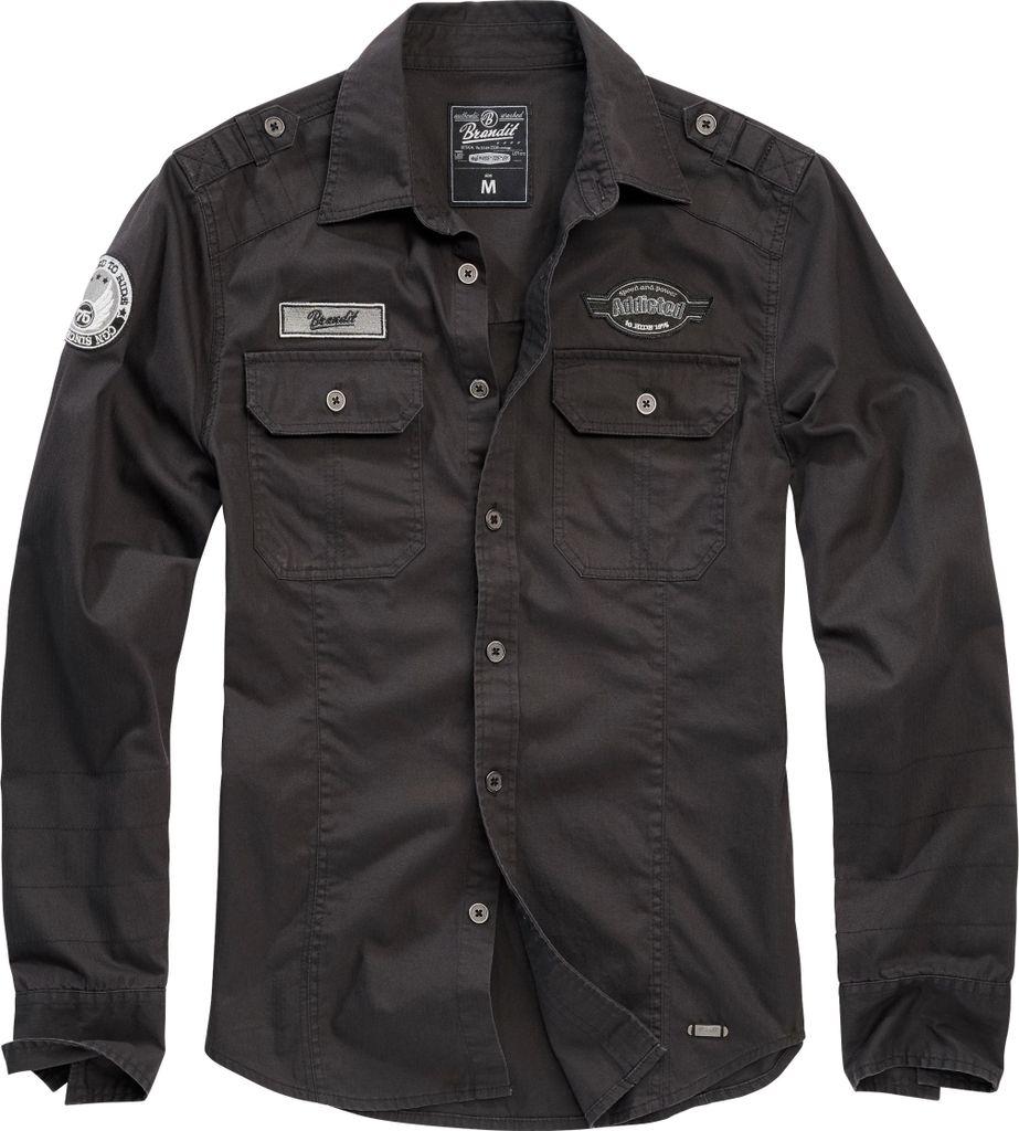 Brandit Luis Vintage Langarm-Shirt Größe 6XL Farbe Schwarz Produktbild 