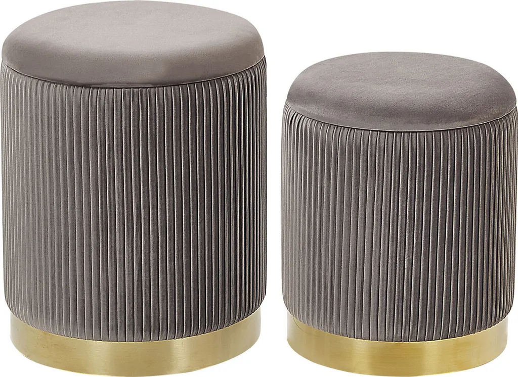 Gagner de la Place : Set de 2 Poufs Coffres en Velours Bleu et Doré