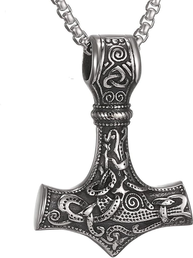 Viking Thor marteau collier acier inoxydable Viking cadeau Image du produit 