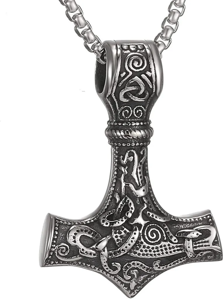 Vichingo Martello di Thor Collana in acciaio inossidabile Rune Mjolnir Regalo Uomo