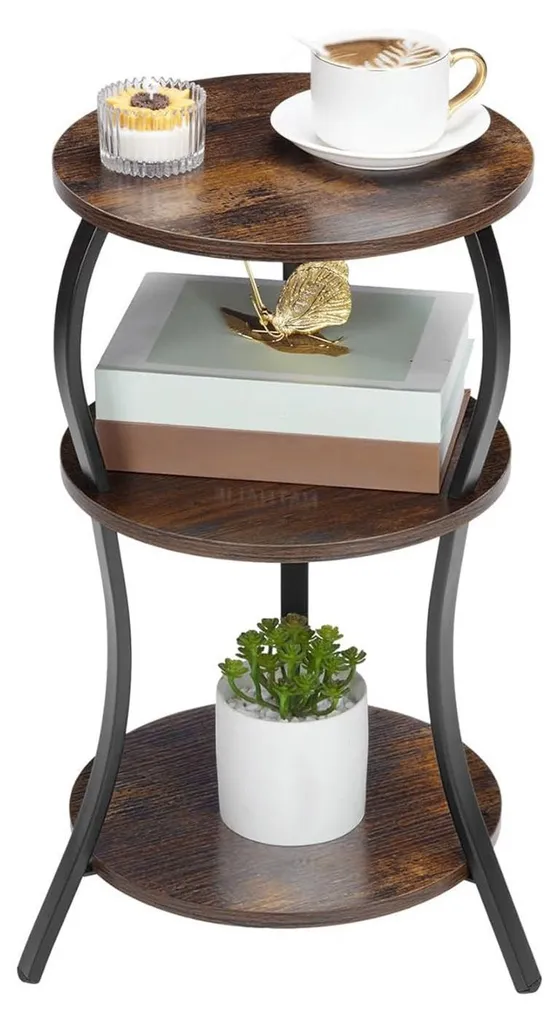 Table d'appoint en MDF et métal 61 cm, bout de canapé rustique moderne