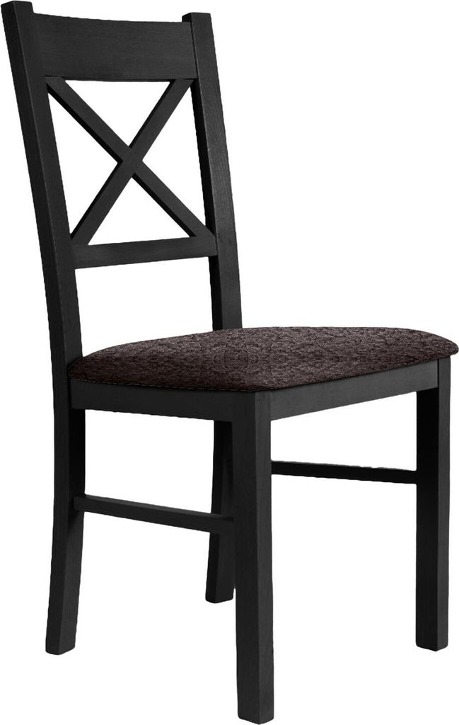 Stuhl 43x94x42 cm Esszimmerstuhl mit hohe Ruckenlehne Kate 22 Holzstuhl für Esszimmer in Boucle-Stoff, Farbe: dunkelgrau - catch me 25, Beinefarbe...