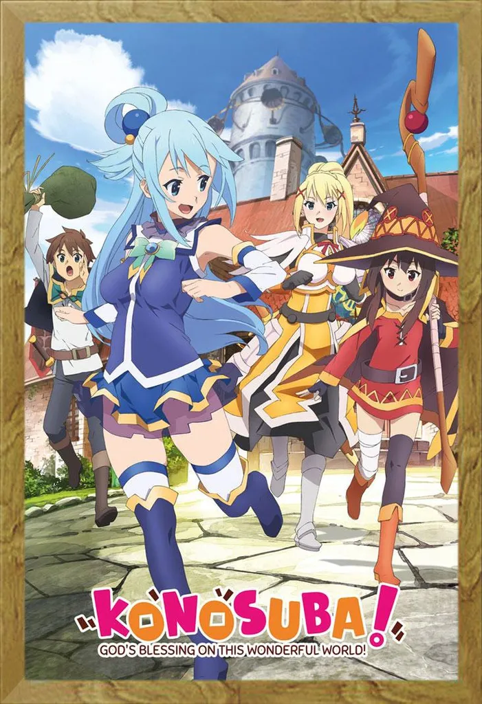 Konosuba Poster Key Art con Cornice Shinsuke Maxi Rovere 61x91,5 cm