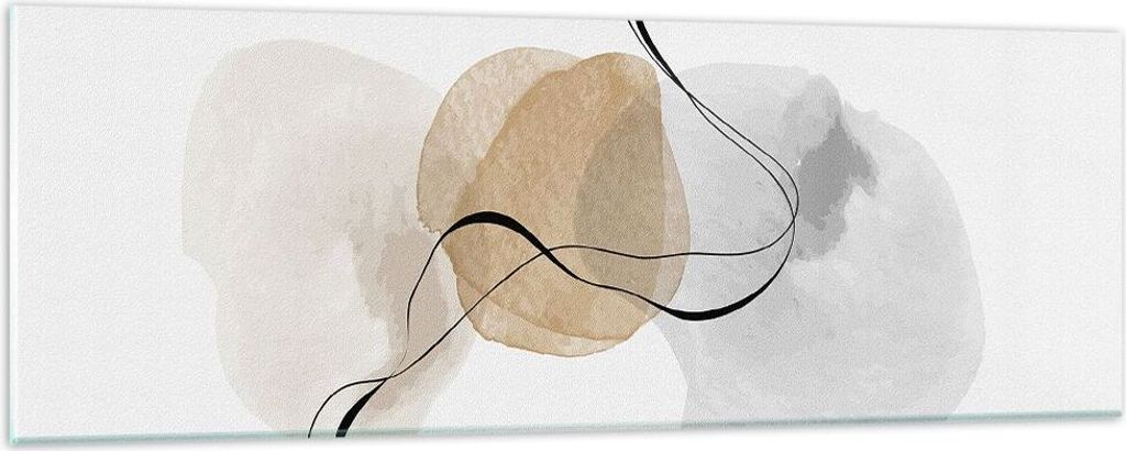 Bilder auf glas - Einteilig - Abstrakt minimalistisch Aquarell - 90x30cm - Glasbilder - Wandbilder - Bilder - Wanddekoration aus Glas - Glas Bilder...