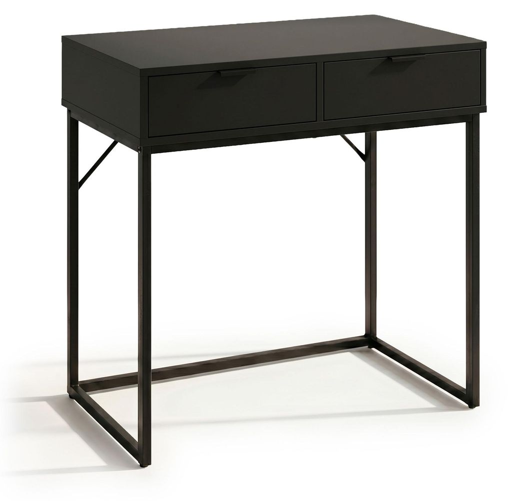 Tavolo consolle stile loft ELANO 2 cassetti 80 cm Nero Immagine del prodotto 