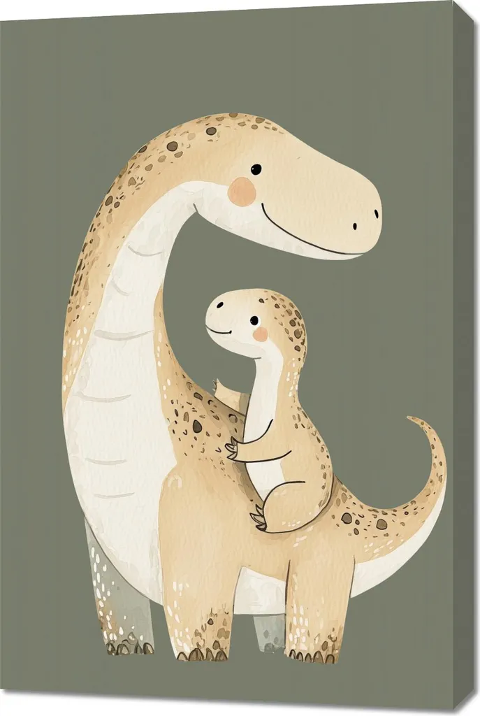 Quadro Cameretta Bambini Dinosauri 60x90: Stampa su Tela Alta Qualità