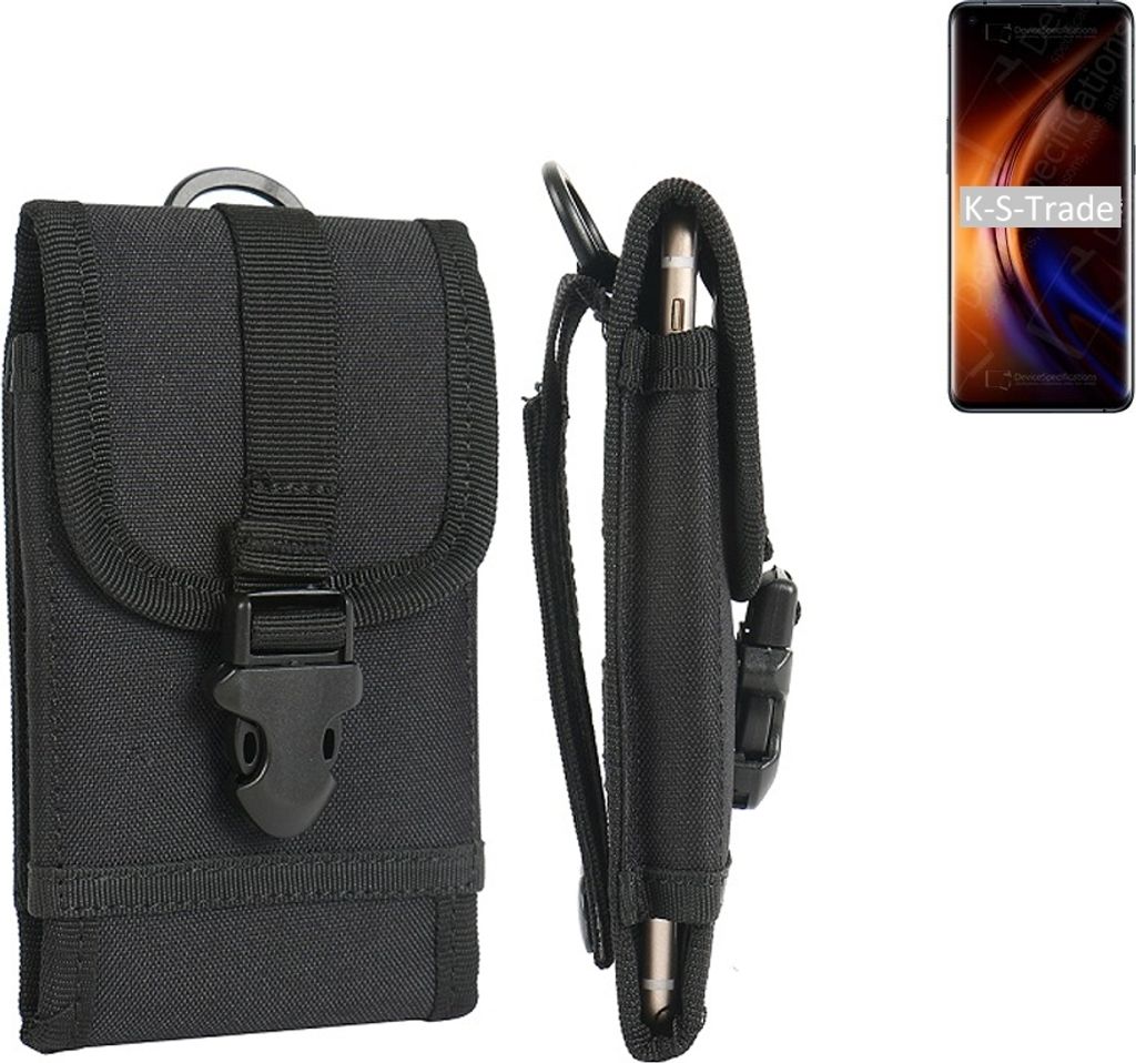 K-S-Trade Holster Handy Hülle kompatibel mit Oppo Find X3 Pro Holster Handytasche Gürtel Tasche Schutz Hülle Robust Outdoor schwarz