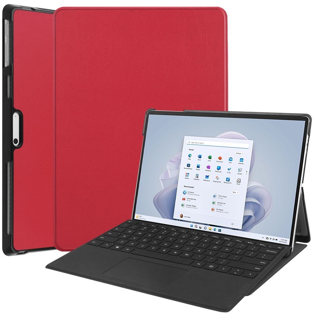 Microsoft Surface Pro 9 Schutzhülle Hülle Case Tasche Klapphülle, Farbe:Rot