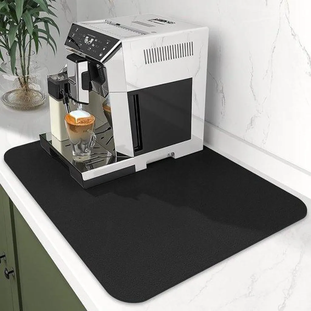 Tapis sous machine à café absorbant 50x40 noir - Pour évier et bain