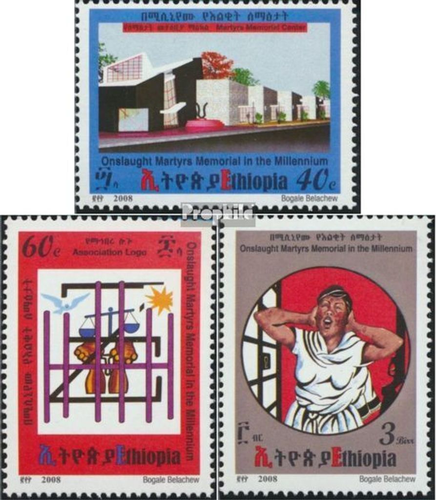 Briefmarken Äthiopien 2008 Mi 1855-1857 (kompl.Ausg.) postfrisch Gedenkstätte