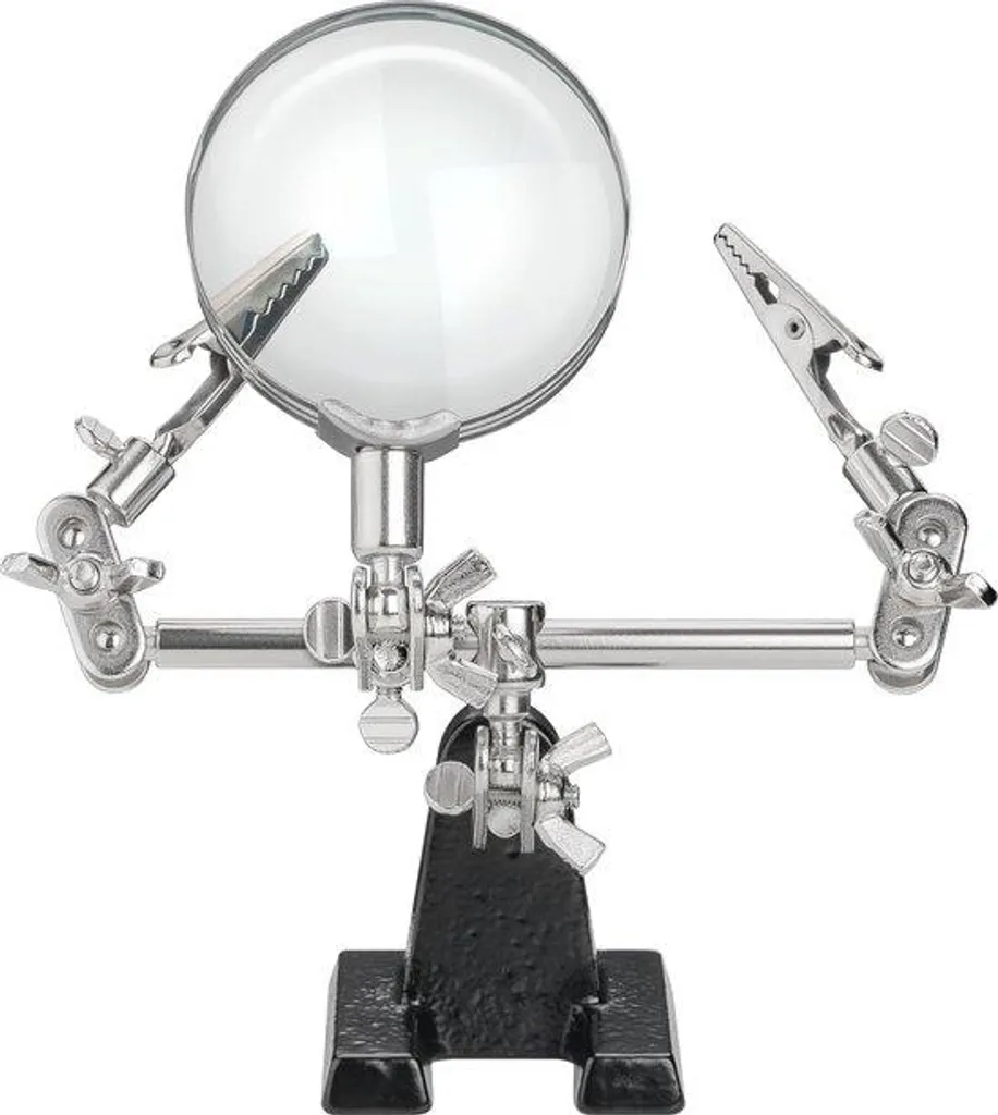 Loupe grossissante 2,5x articulée avec pinces crocodile et socle lourd