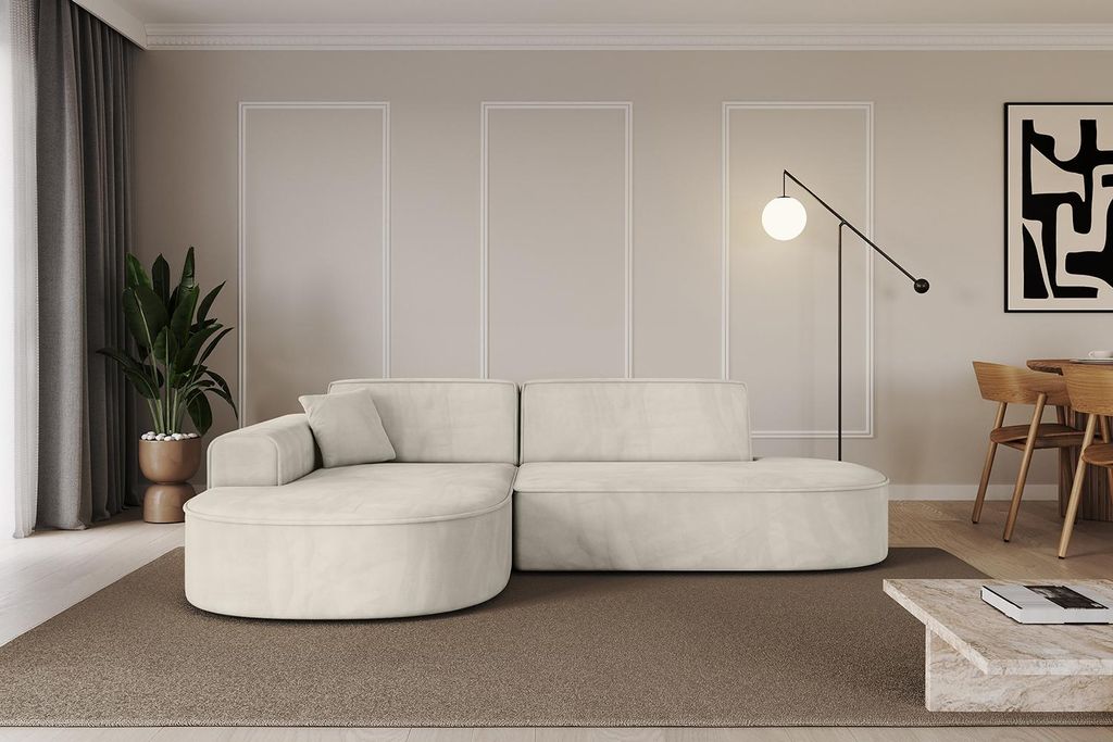 ALTDECOR Ecksofa in L-Form MARI-L1 - 243x171x79,5 cm Beige - Corner Sofa Bett Eckcouch Couch Wohnlandschaft Cauchsofa