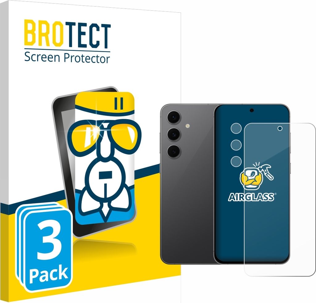 3x BROTECT Schutzglas für Samsung Galaxy S24 FE (Display+Kamera) Schutzfolie Panzer Folie Glas Display Schutz klar