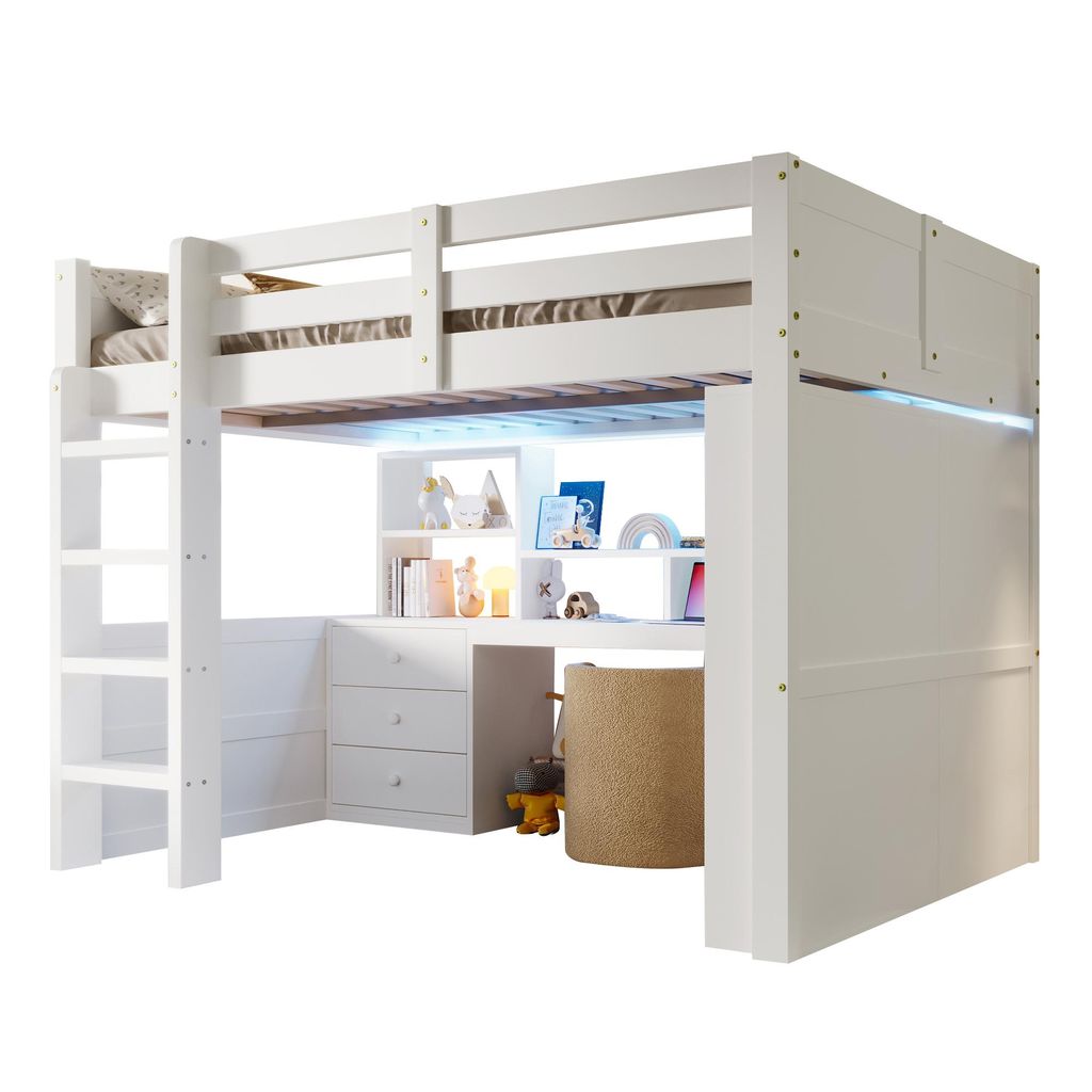 Merax Etagenbett Hochbett 140×200 cm, LED-Beleuchtung, Produktbild 