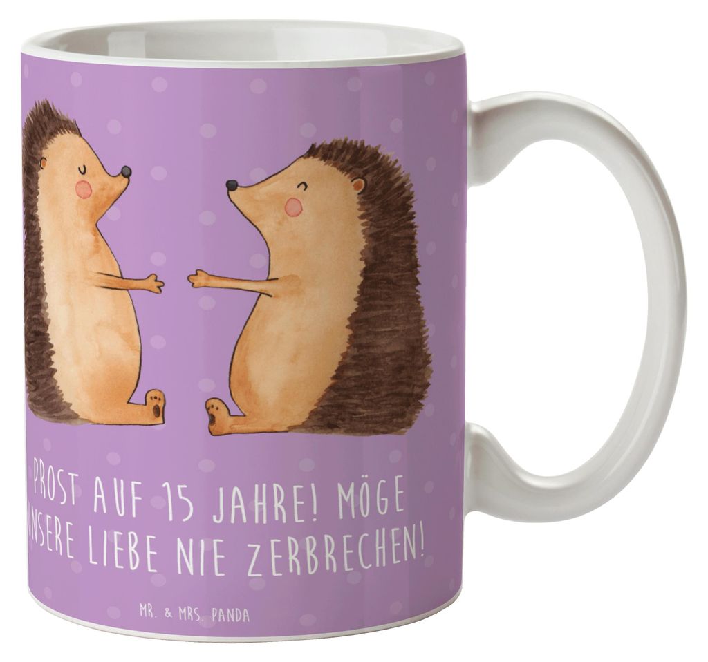 Mr. & Mrs. Panda Tasse 15. Hochzeitstag Gläserne Hochzeit - Lavendeltraum - Geschenk, Hochzeitsjubiläum, Trinkbecher, Geschenke, Becher, Heiraten...