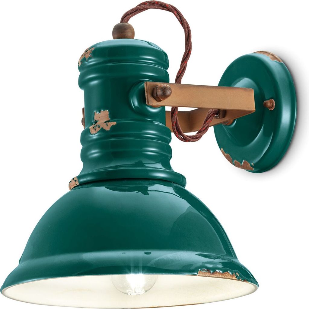 Spot Lampe Metall Keramik E27 verstellbar Petrol Shabby Antik Rostbraun Vintage Design Keramikleuchte