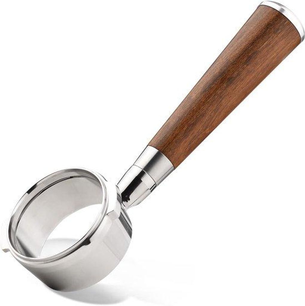58 mm Holzgriff-Portafilter mit Edelstahl-Grundfläche für Espresso und Kaffeezubehör