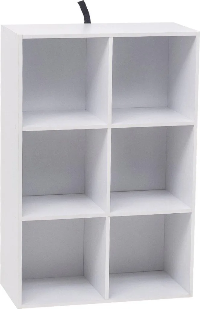 Meuble de Rangement 6 Casiers Blanc pour Livres et Jouets en Bois MDF