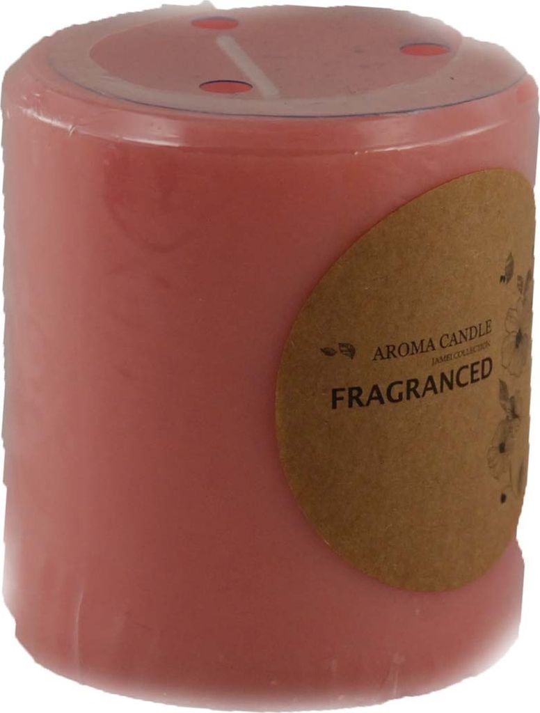 Stumpenkerze Palmwachs 68 x 73 mm in pastellpink - Duft Pfirsich