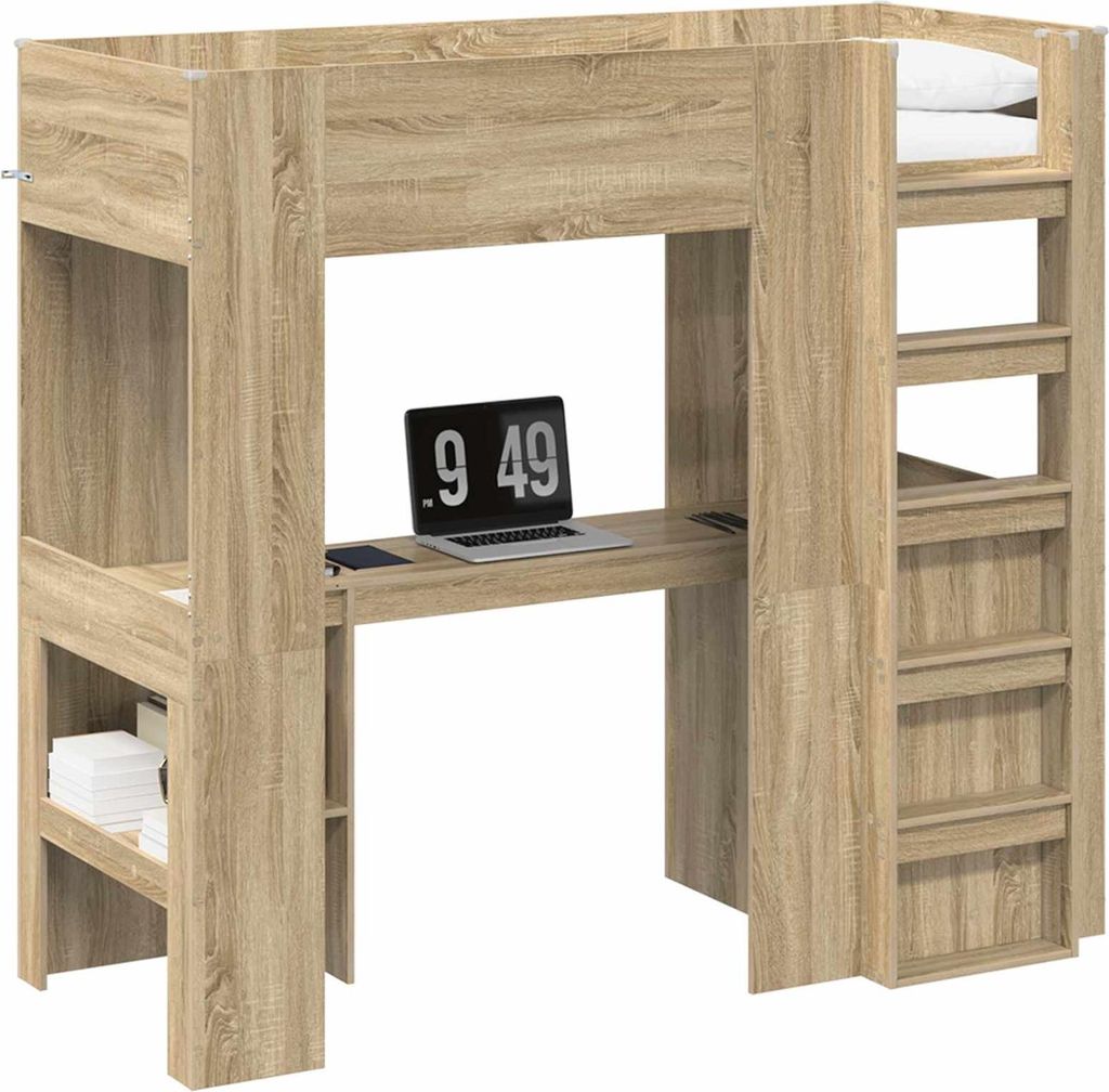 Etagenbettgestell mit Schreibtisch Sonoma-Eiche 75 x 190 cm