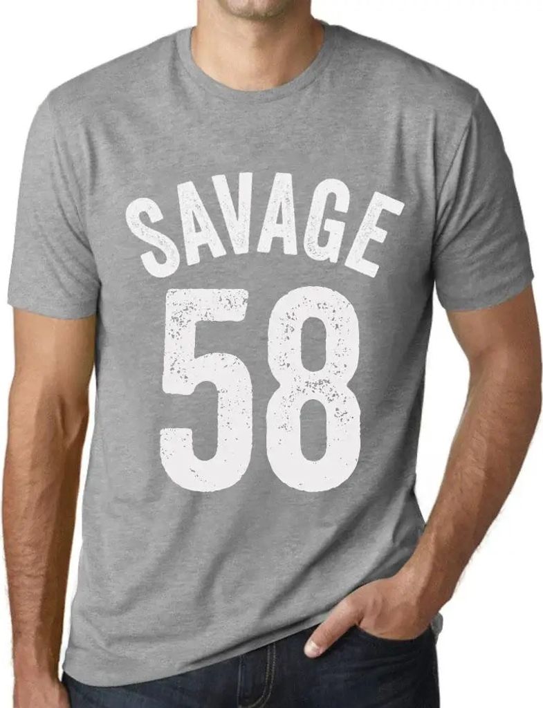 Herren Grafik T-Shirt Savage 58 Geschenk 58. Geburtstag Jahrestag 58 Jahre Jubiläum 58 Jährige Mann Jahrgang 1966 Kurzarm Lustige Druck