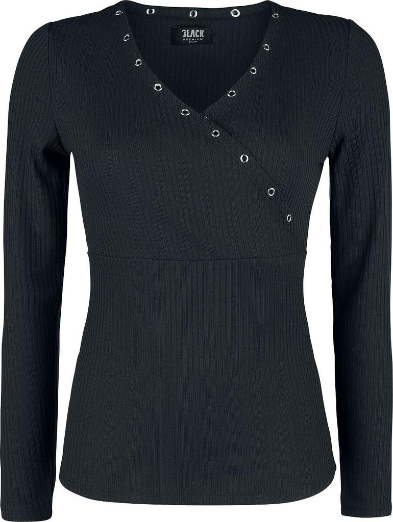 Black Premium by EMP Damen schwarzes Langarmshirt mit Ösen Produktbild 