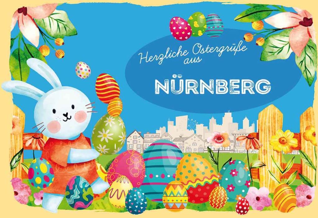 vianmo Holzschild 20x30 cm Ostergrüße NÜRNBERG Ostern Produktbild 