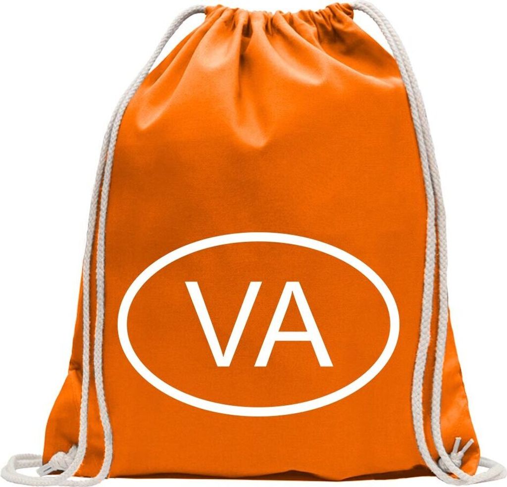 Kiwistar - Turnbeutel - mandarin - Vatikanstadt VA - Fun Rucksack Sport Beutel Gymsack Baumwolle mit Ziehgurt