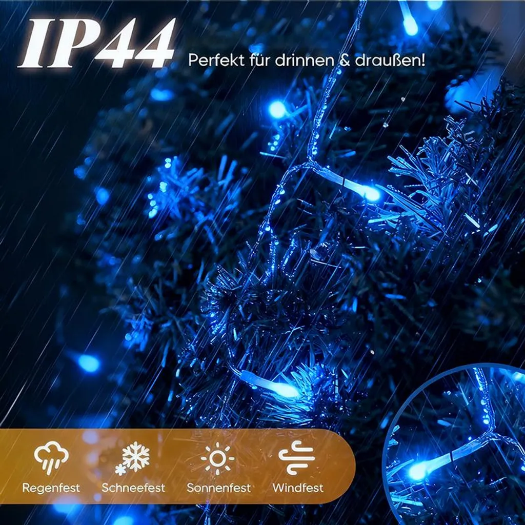 Catena luminosa a LED per esterni, 20 m, 200 LED, con funzione