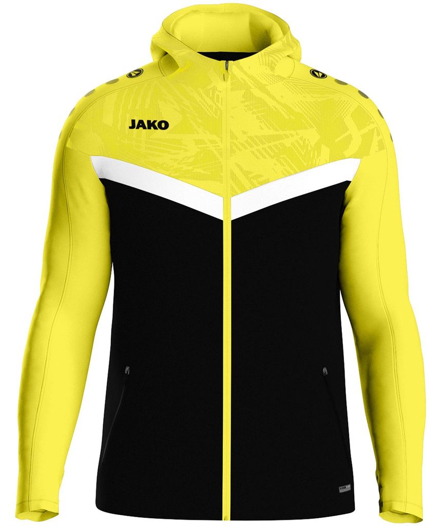 JAKO Damen Kapuzenjacke Iconic, Farbe:schwarz/soft yellow, Produktbild 