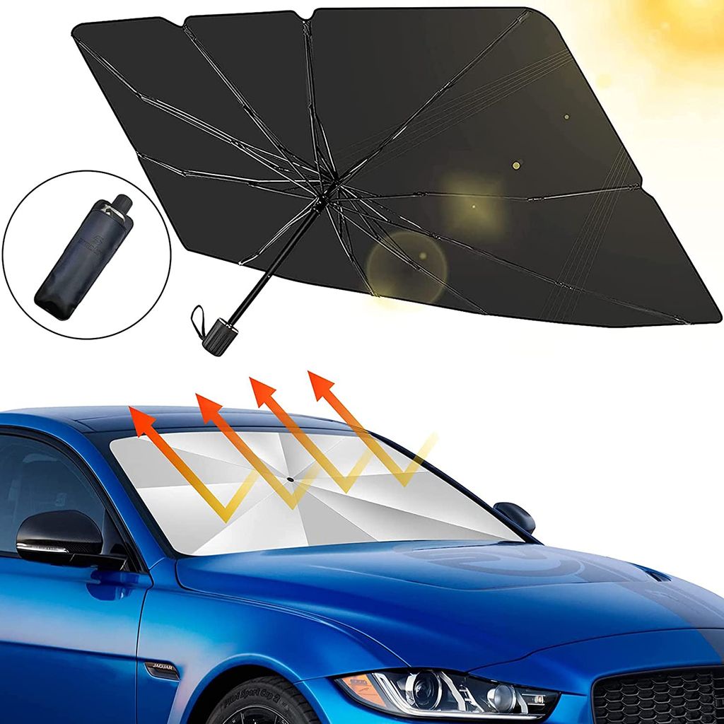 A,Groß UV-Reflexion Auto Einstellbar Sonnenschutz Wärmeisolierung Windschutzscheibe Sonnenschirm Sonnenschutz-Abdeckung für die Windschutzscheibe 