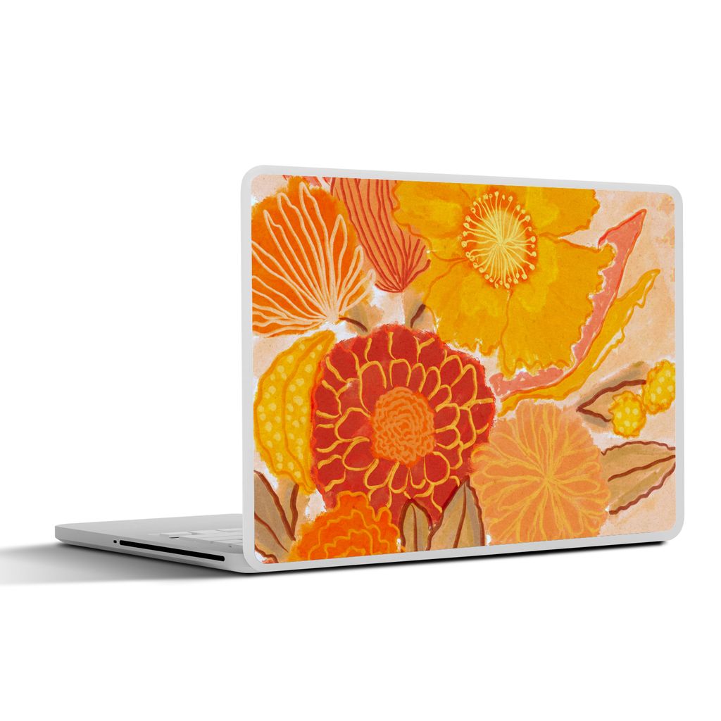 MuchoWow Laptop Aufkleber Sticker Cover Vintage - Blumenstrauß - Blumen - Gelb - Farben 36.5x27.5 cm - Laptop-Sticker