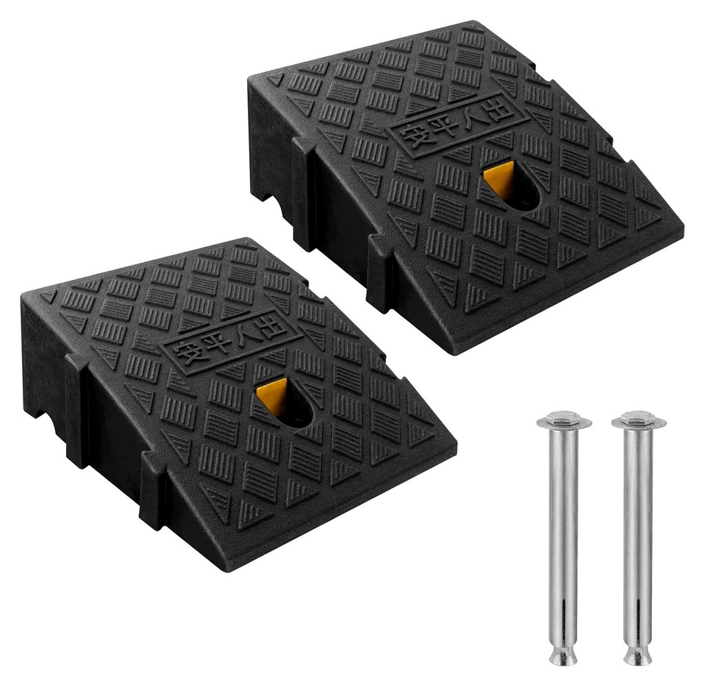 Bordsteinrampe aus Kunststoff, 2 Stück, tragbar, Rollstuhlrampe, Türschwellenrampe, robuste Rampe für Treppen und Scooter (Schwarz, 25×27×13cm)