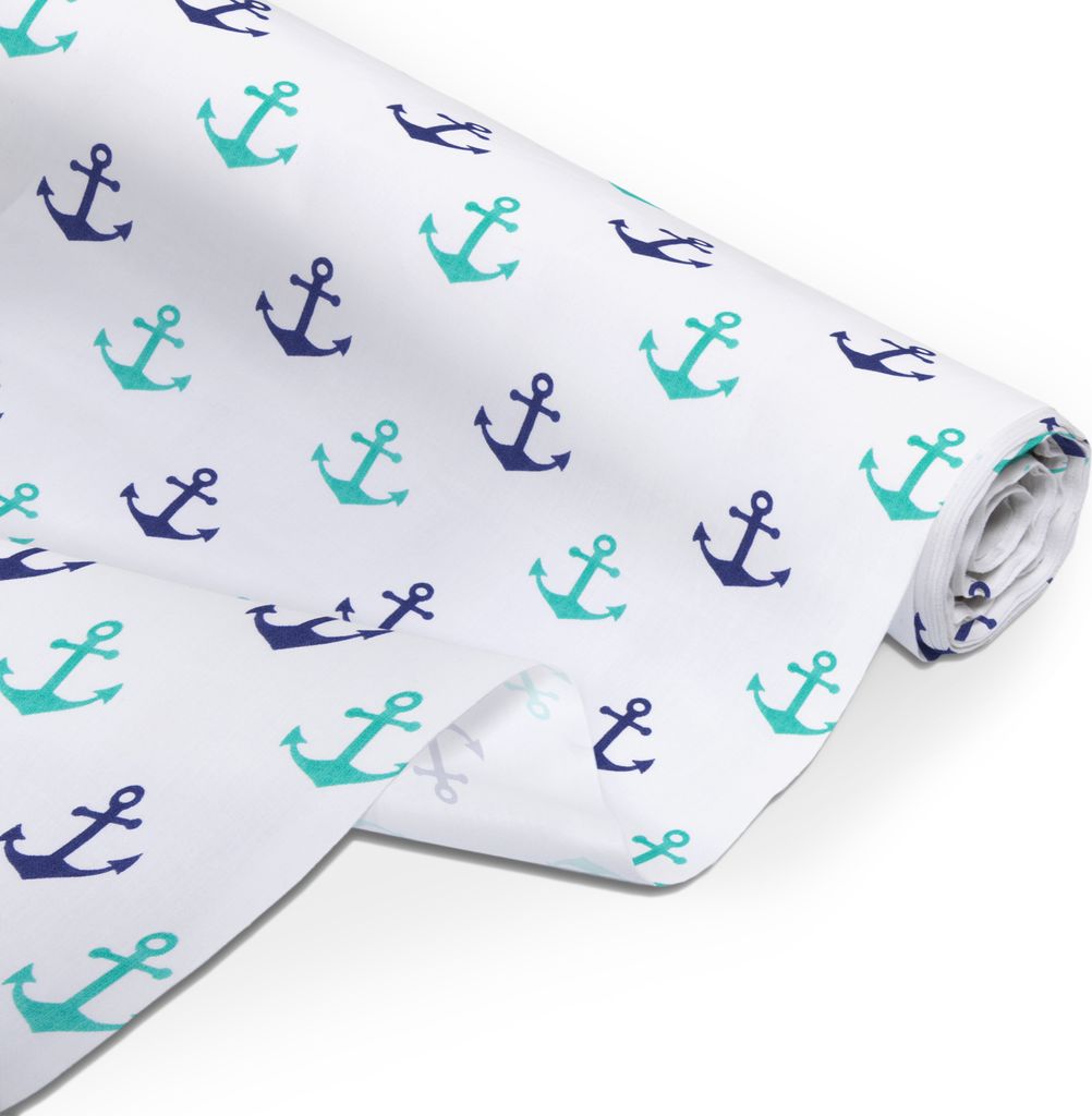 Amilian Baumwollstoff Meterware, Stoffe, Stoffreste: ca. 160cm x 100cm, zum Nähen, für Patchwork 100% Baumwolle, Baumwollstoff, Anker Artdeko