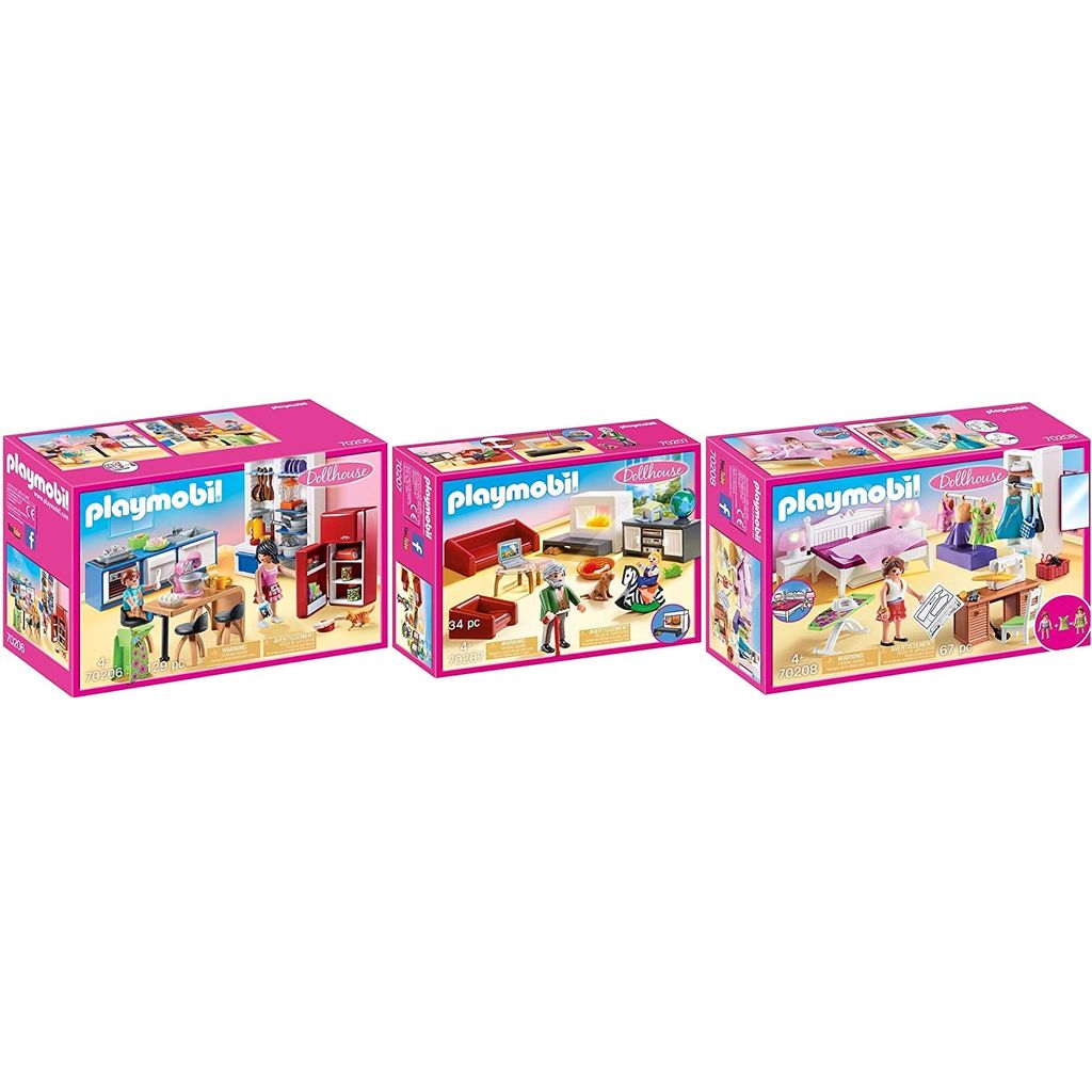 PLAYMOBIL 70206-07-08 Dollhouse 3er Set Küche + Wo
