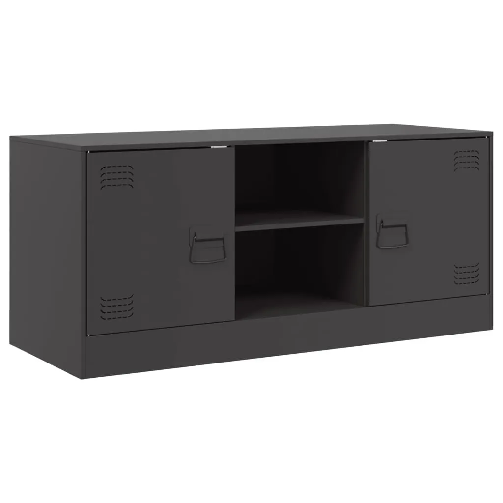 Mobile TV Nero Acciaio SYFAX 99x39x44 cm - Arredo Industriale Robusto
