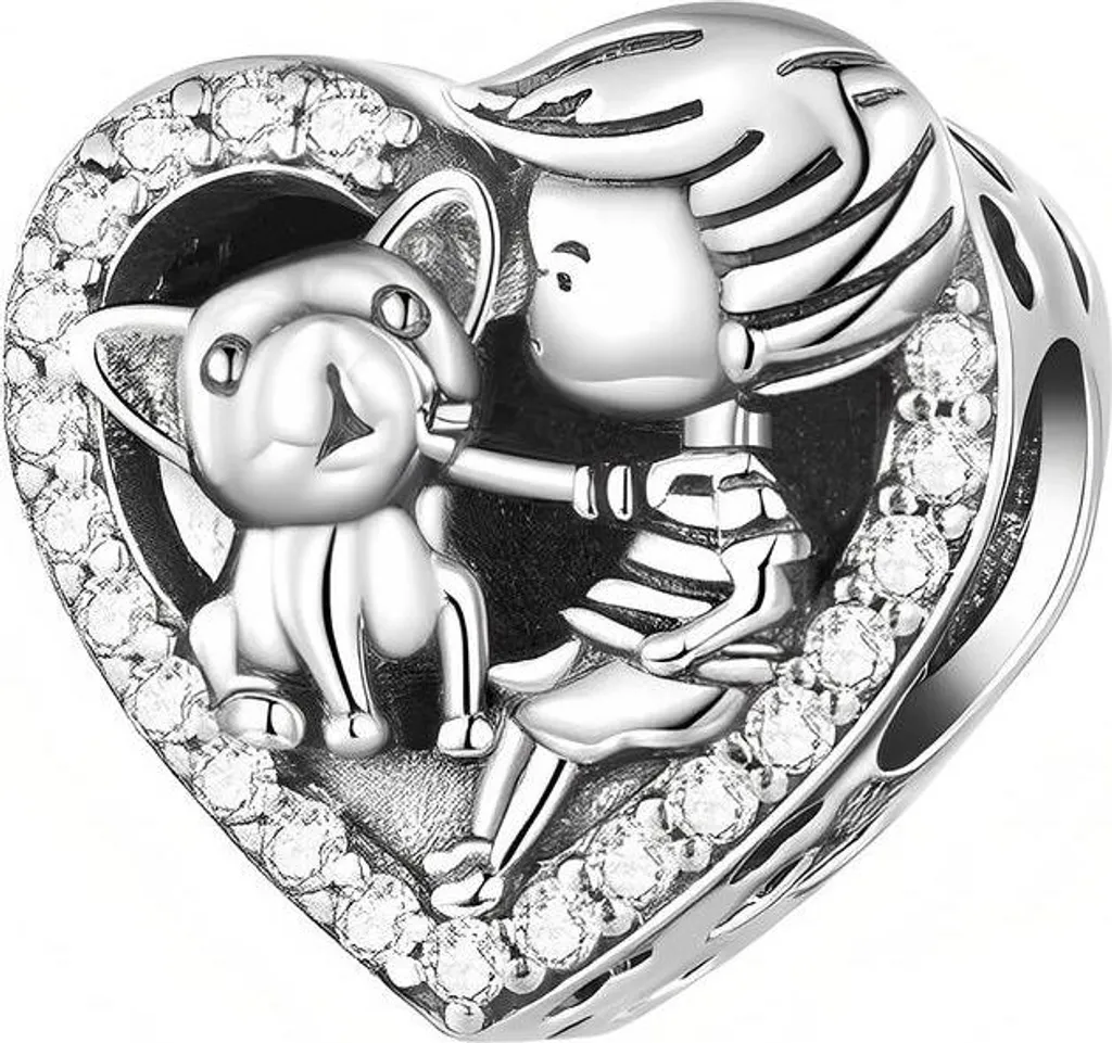 Charm Cuore Cane Argento 925 Compatibile Pandora | Regalo Amanti Cani