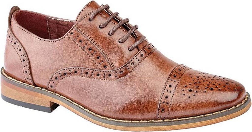Goor - Halbschuhe für Herren, Leder, Gekappte Schnur DF4591 (49,5 EU) (Mittelbraun)