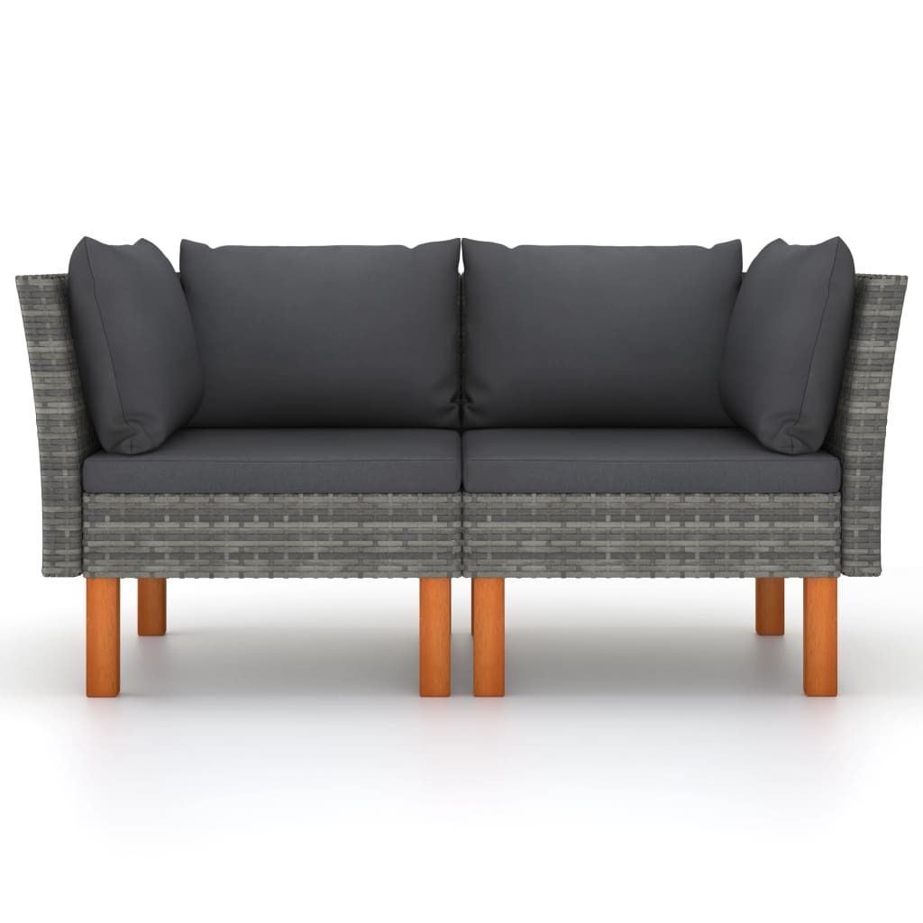 Divani angolari 2 pezzi. Poly rattan e legno massiccio di Immagine del prodotto 