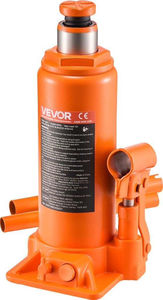 Cric hydraulique VEVOR d'une capacité de 10 tonnes, plage Image du produit 